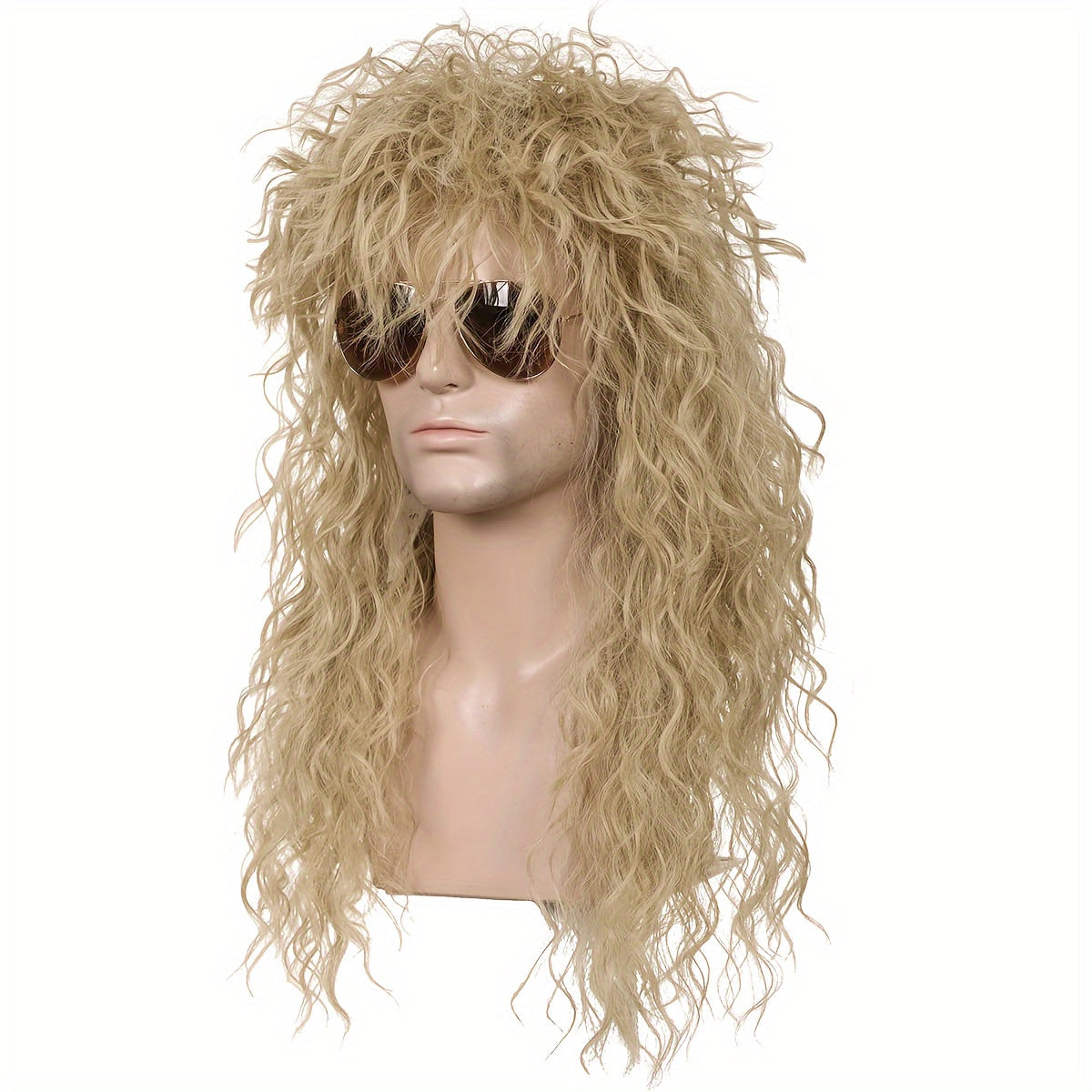 Long Fluffy Afro Wig with Bangs for Men Halloween Cosplay Rave Party Black Blonde