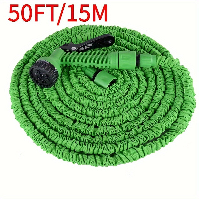 Универсальный выдвижной садовый шланг с распылителем, прочный резиновый материал для мойки автомобилей под высоким давлением и орошения. Совместим со стандартами резьбы в Европе и Америке, доступен в