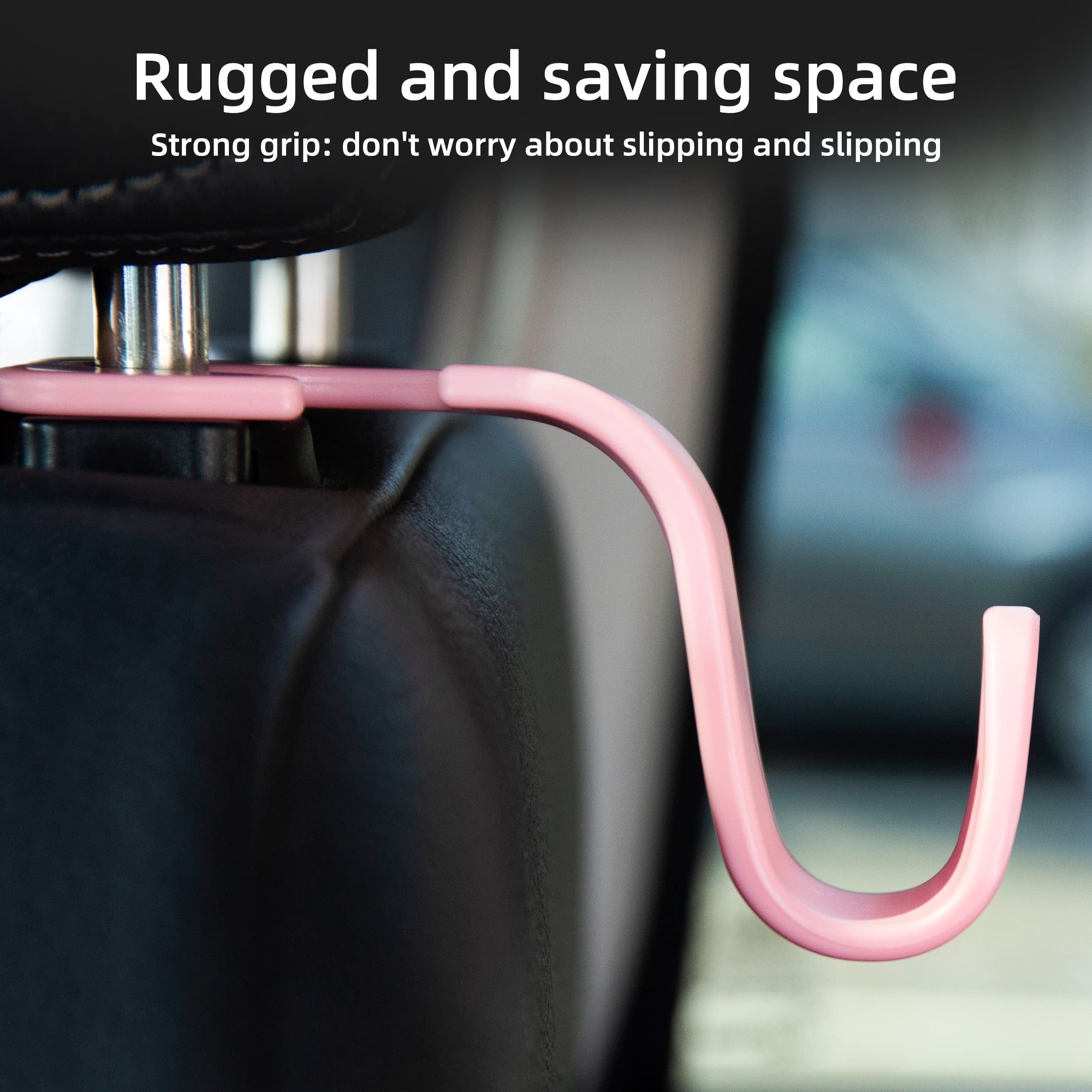 Car Seat Headrest Hook 4 Pack Universal Vehicle Car Hanger Storage Organizer Pink Black