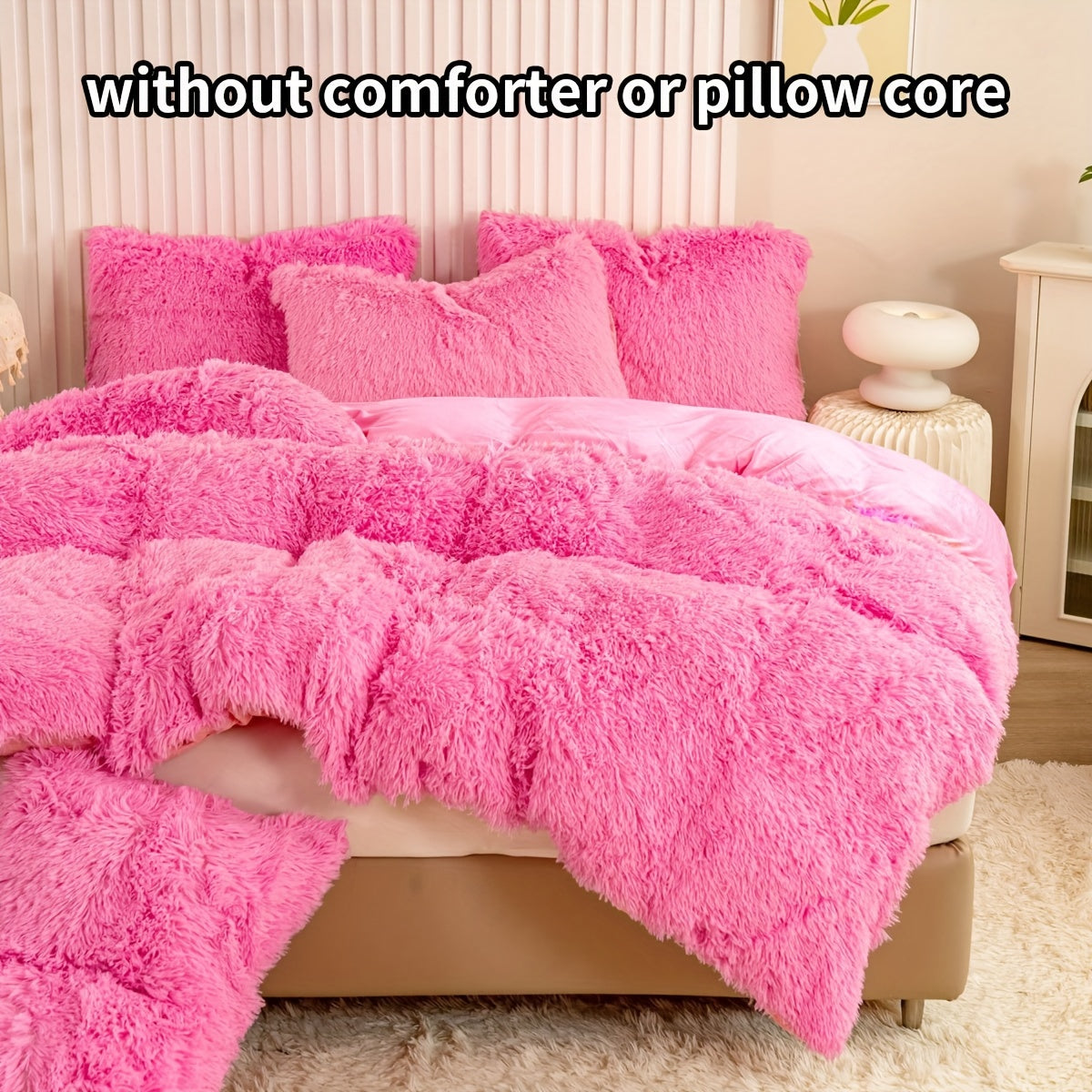 Set of 3 Pink Polyester Bedding Pieces for All Seasons Bedroom Decor