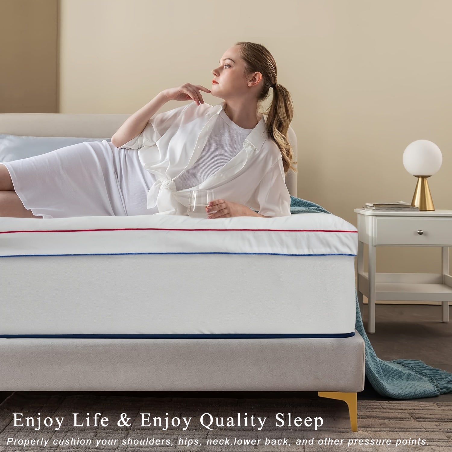 Memory Foam Mattress Topper Queen Extra Thick Breathable Soft Quilted Support