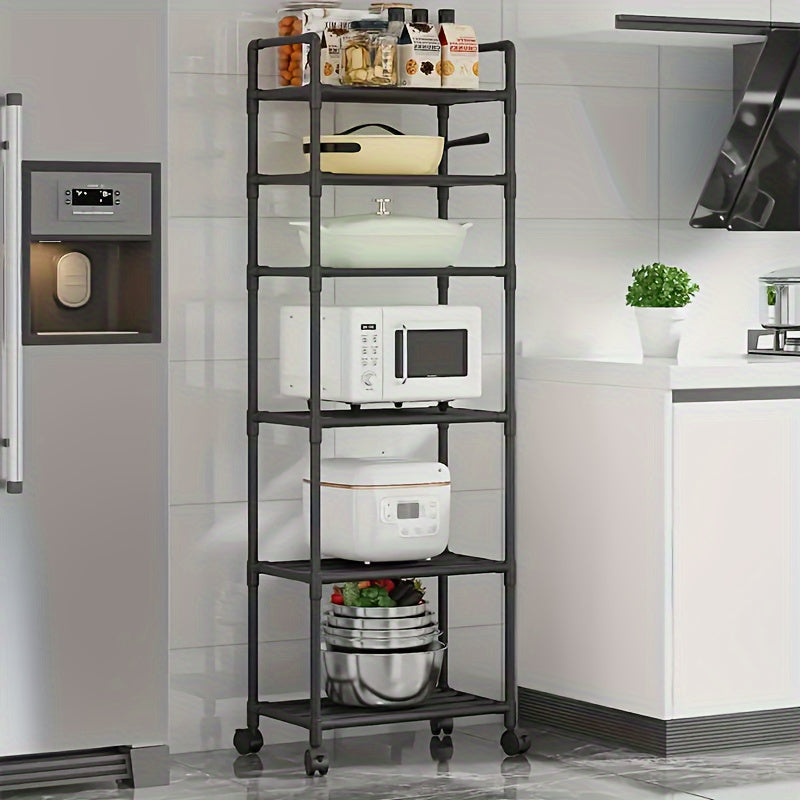 Multi-Functional 6-Tier Metal Rolling Storage Cart for Kitchen Bathroom Living Room