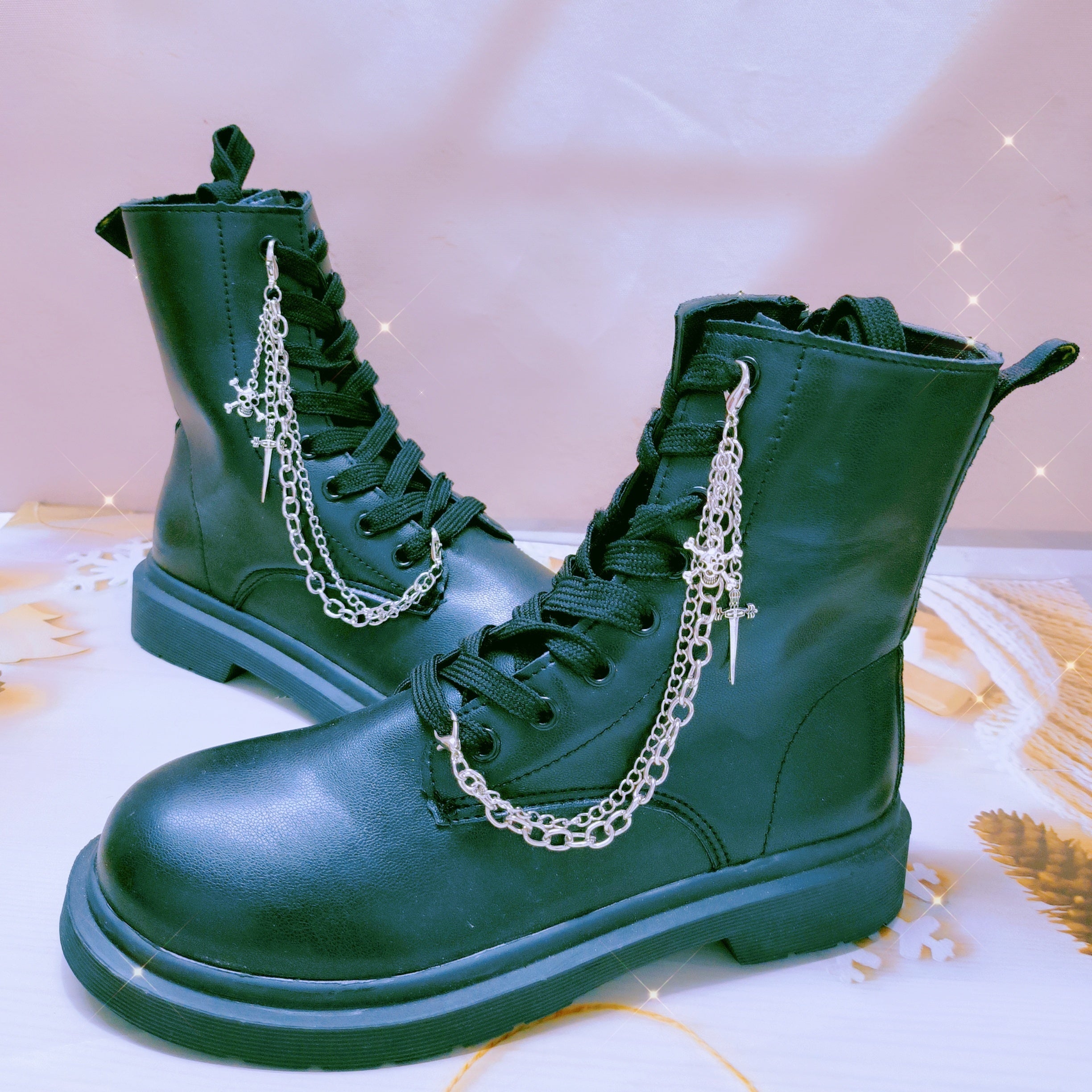 Unisex Creative Punk Style Detachable Alloy Shoe Chains for Boots and Shoes
