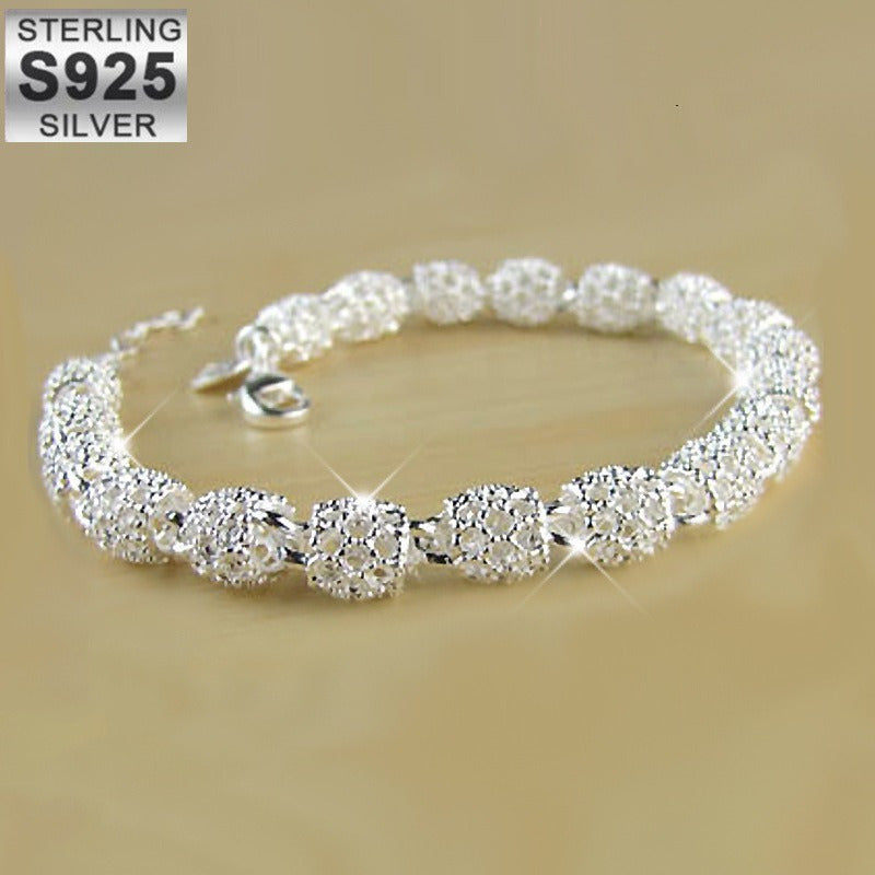 Sterling Silver Bead Bracelet for Women Classic Elegant Jewelry Gift Box Included