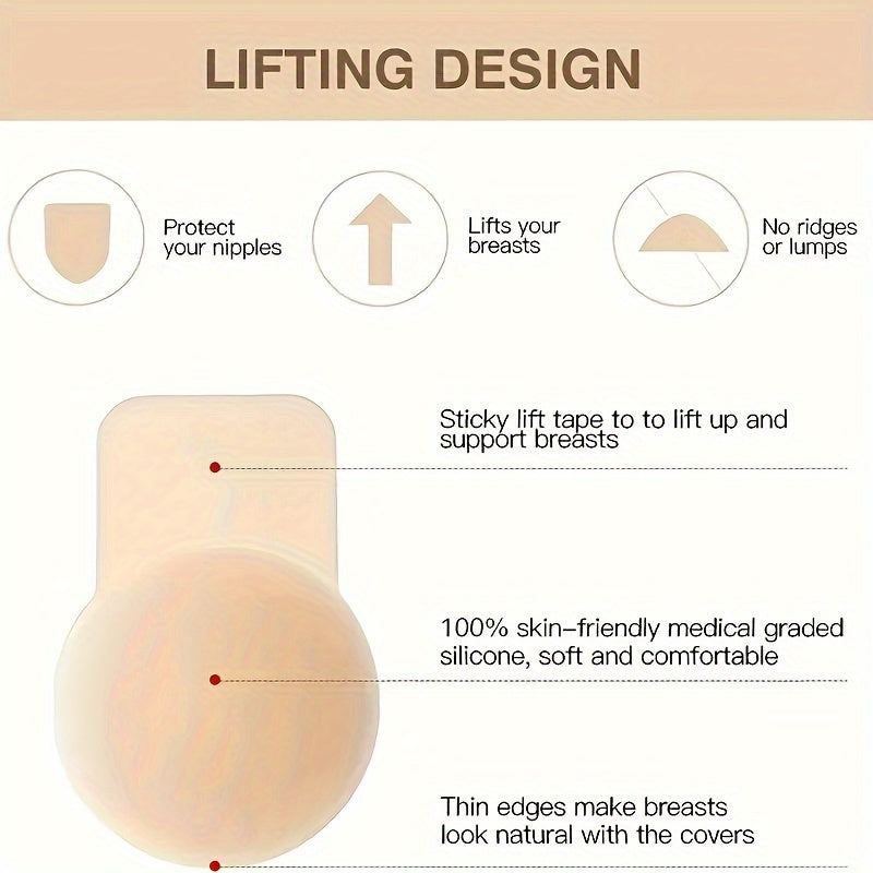 Seamless Silicone Push-Up Nipple Covers and Lift Bra for Women