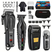 Set de 4 piezas de cortapelos inalámbrico con recortadora de hoja en T, afeitadora nasal, estuche de viaje, recargable por USB