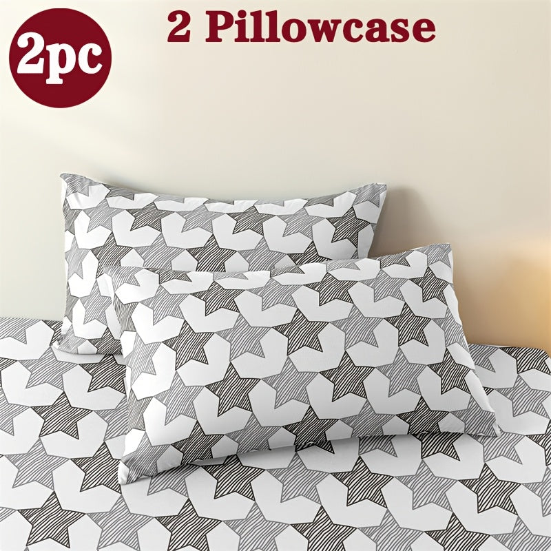 Geometric Print Pillowcases Microfiber Breathable Machine Washable Envelope Closure Set of 2