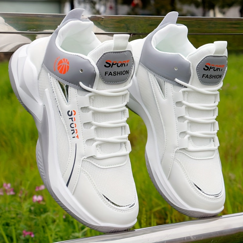 Men's High Top Basketball Shoes Microfiber Synthetic Leather Non-Slip Sole Casual Sneakers