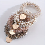 Set of 4 Stylish Faux Pearl Elastic Hair Ties for Women