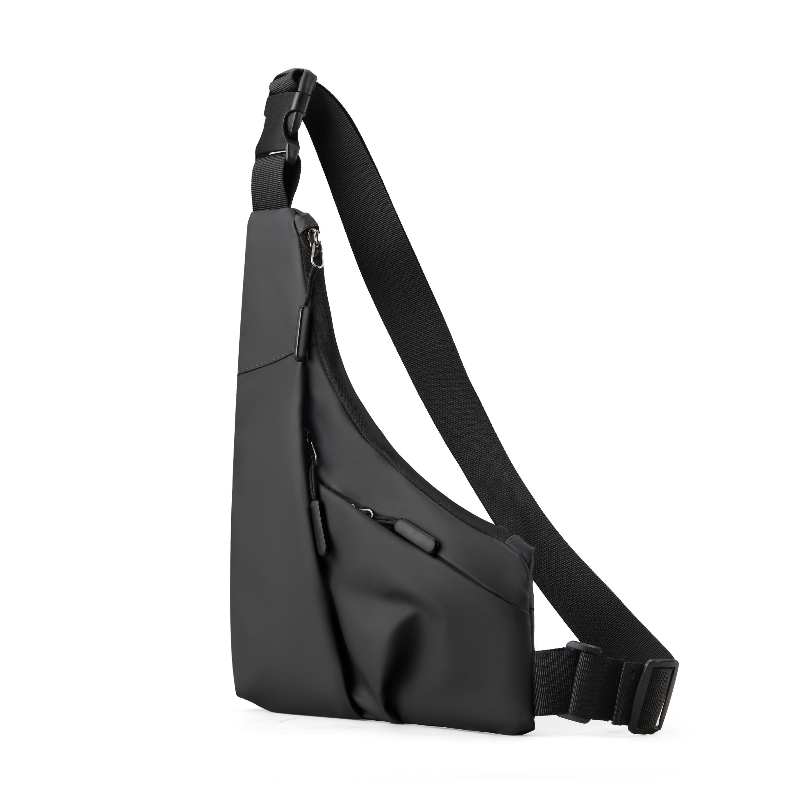 Men's Waterproof PU Leather Chest Bag with Triangle Shape and Versatile Use