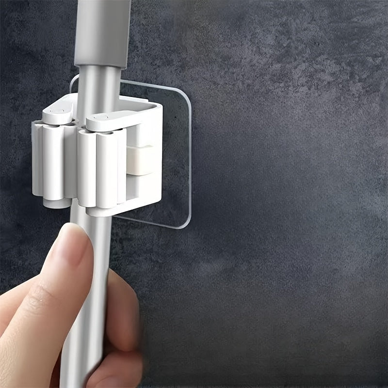 Двухсекционный настенный держатель для швабры и метлы без сверления, полка для хранения для кухни и ванной