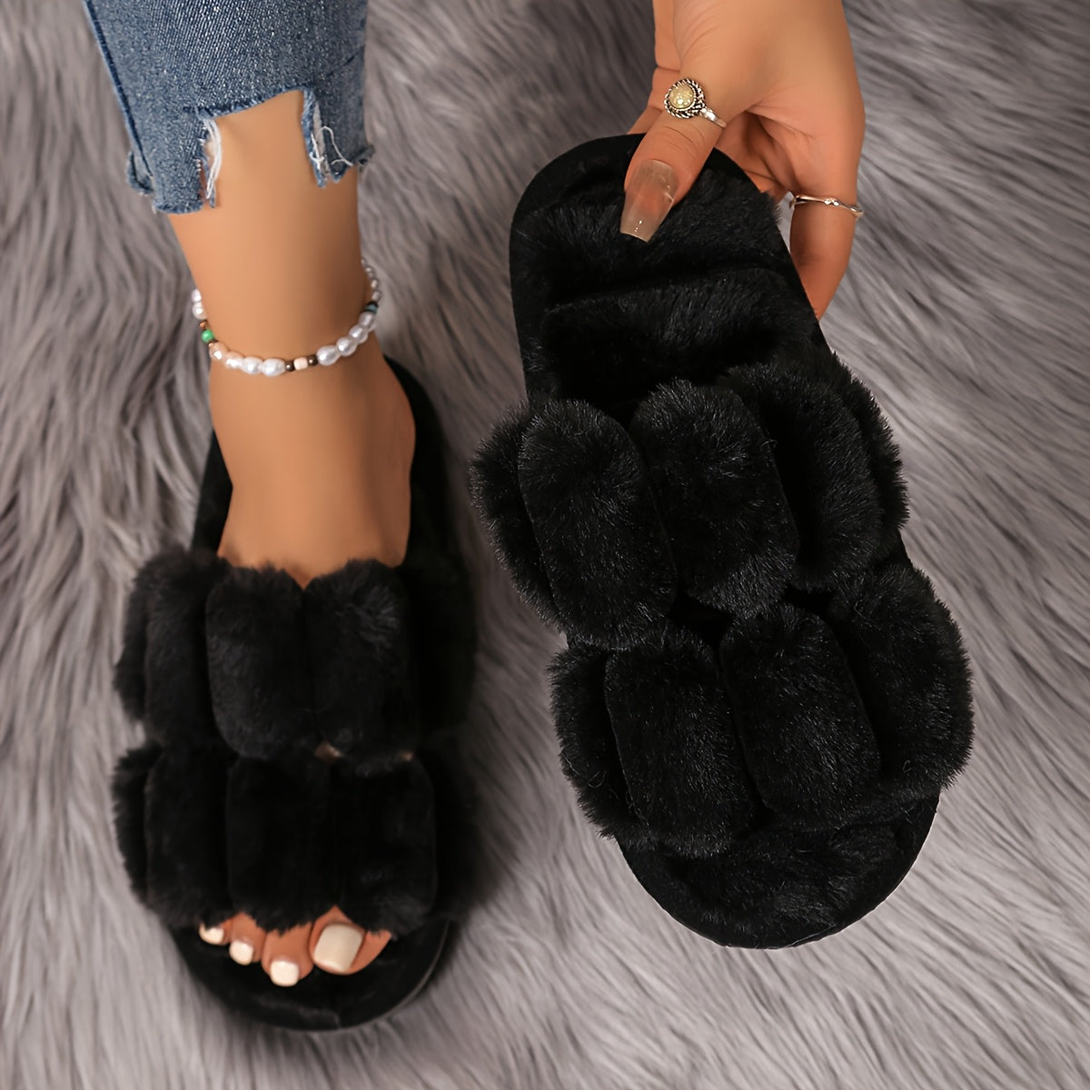 Женские мокасины-слипоны с искусственным мехом для женщин, универсальная повседневная обувь