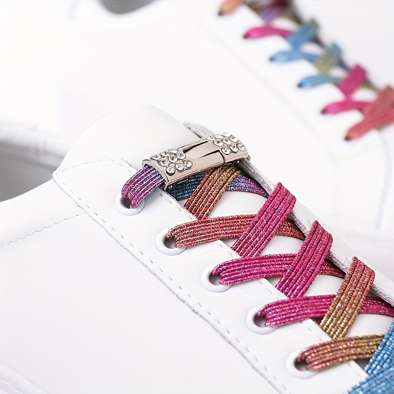 Unisex No-Tie Shoelaces Solid Colors Lightweight Acetate Rivet Details