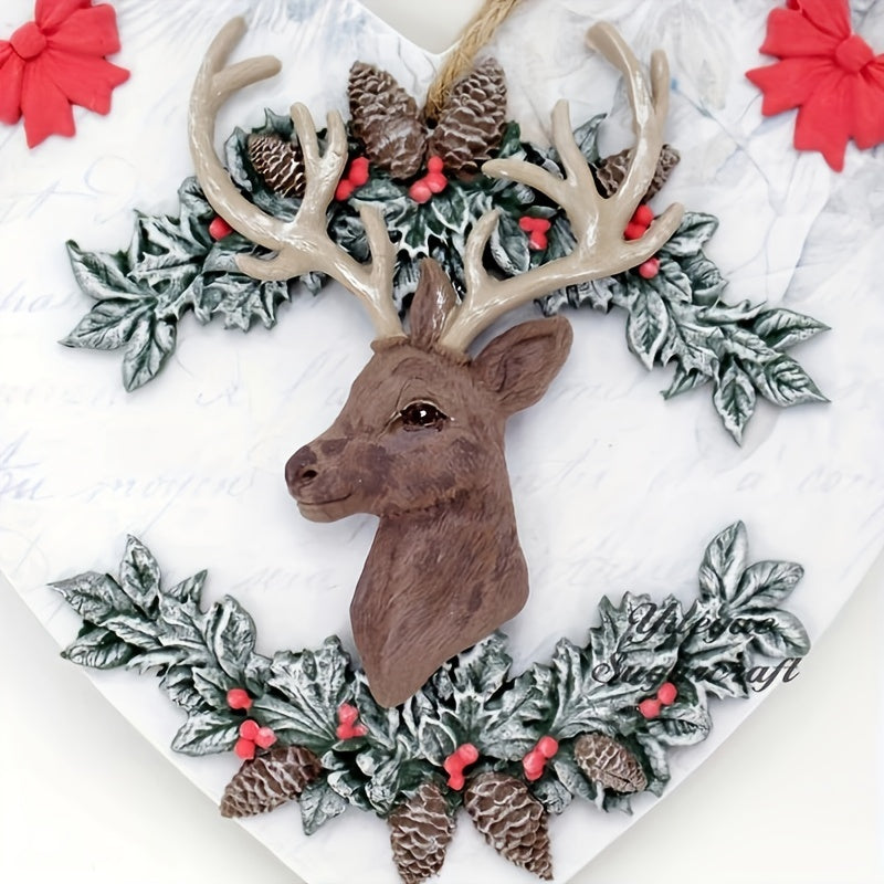 Silicone Christmas Wreath Mold 3D Resin Candy Fondant Cake Decorating Tool