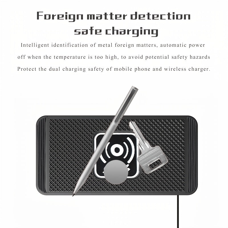 Wireless Car Charger Pad Qi Fast Charging Non Slip Phone Holder for Android iPhone