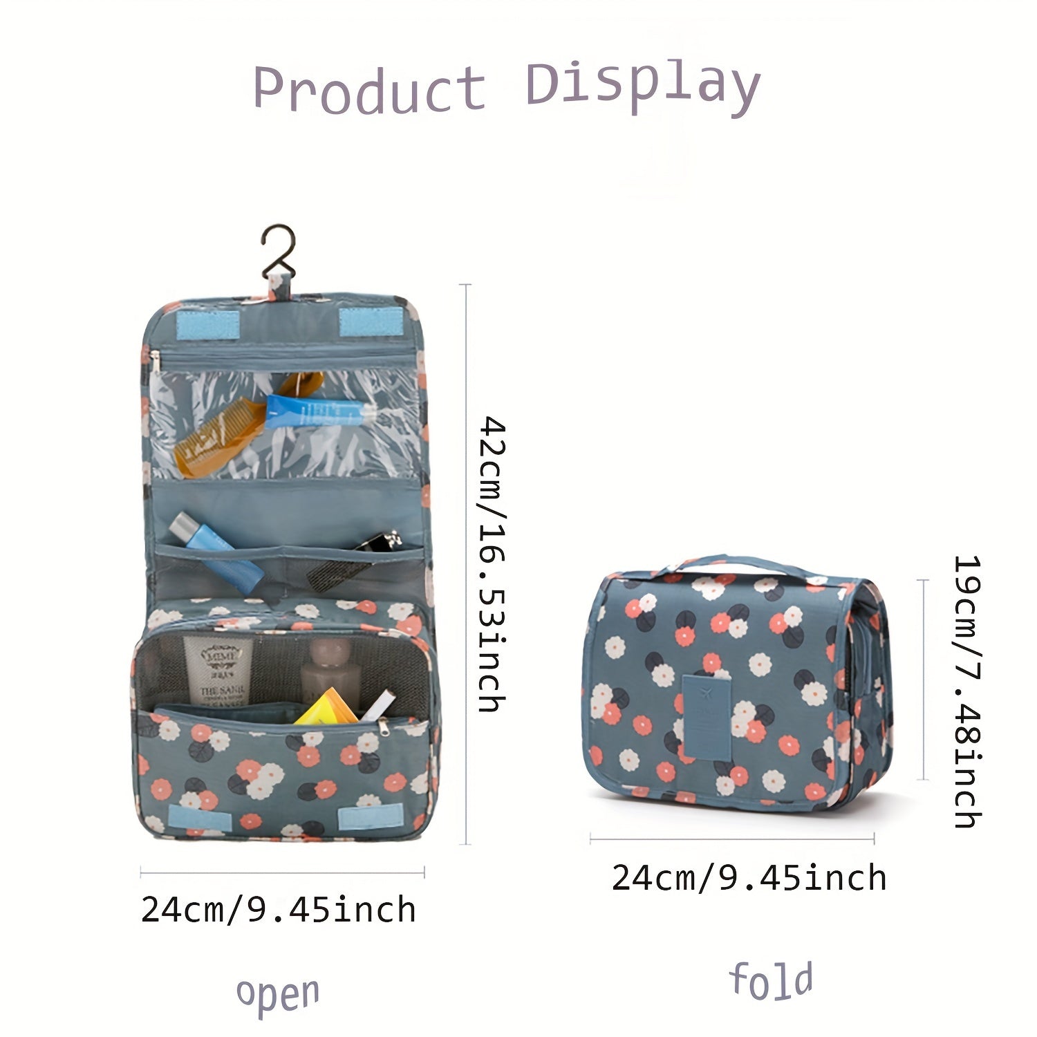 Travel Organizer Bag with Multiple Layers for Dry Wet Separation Green Blue Polyester