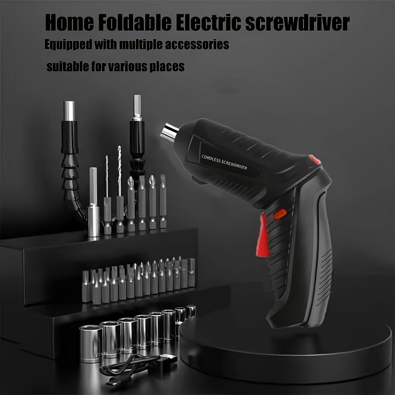 Cordless Electric Screwdriver Set with Rechargeable 1300mAh Lithium Battery and Accessories