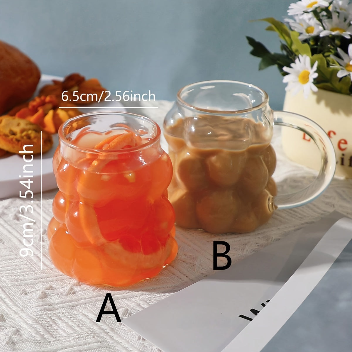 Heat-Resistant Glass Cup with Grape Design for Hot and Cold Beverages