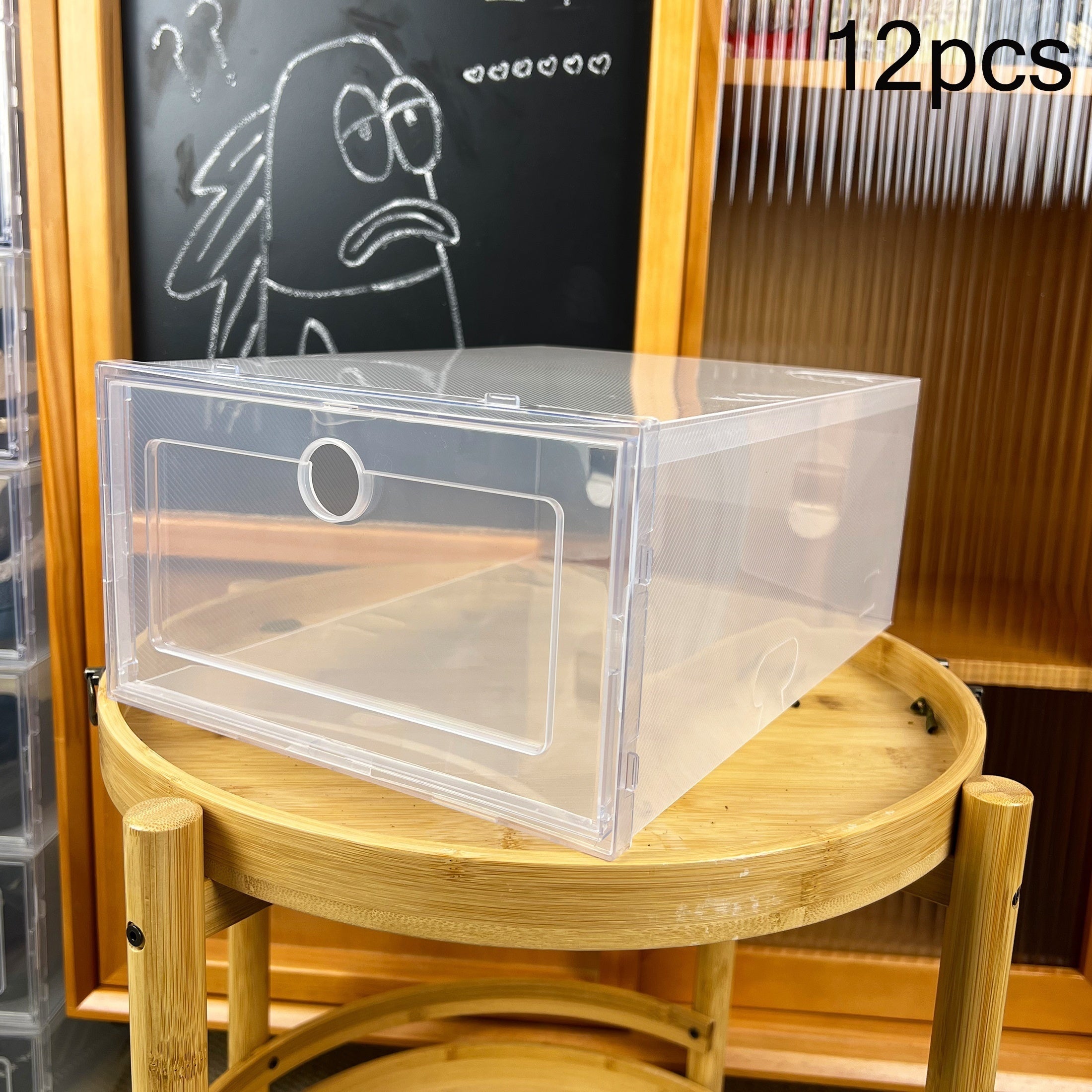 12 Pack Transparent Plastic Shoe Storage Boxes Stackable Organizer for Shoes Jewelry Watches