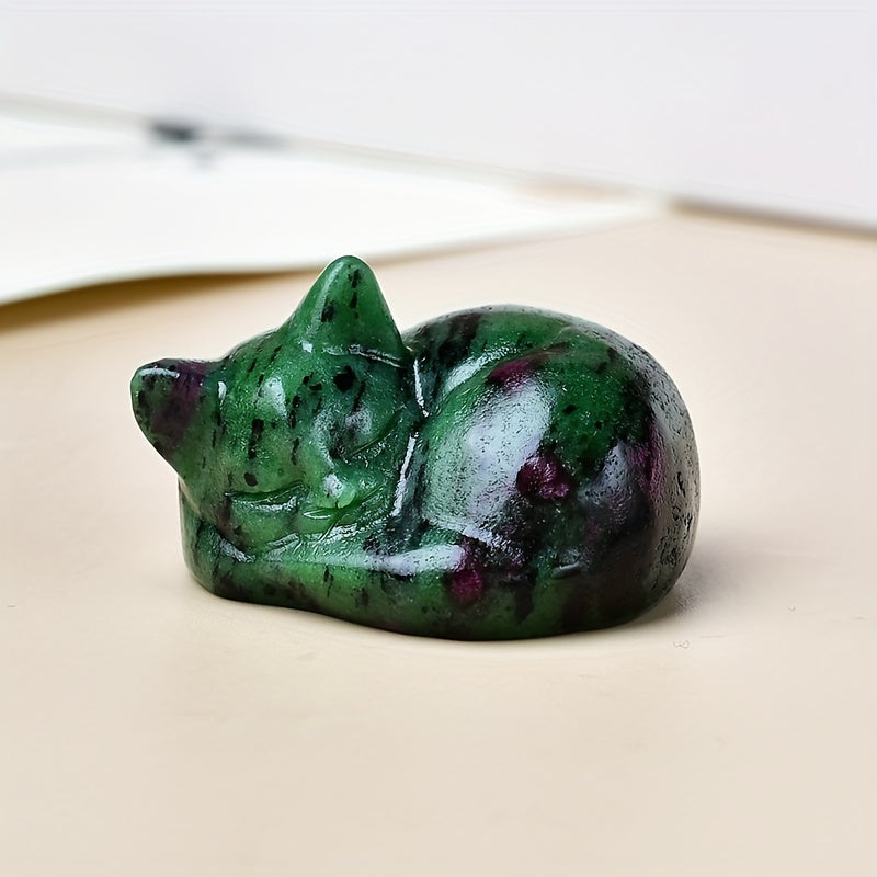 Figura de cristal de gato durmiente tallada en cuarzo natural, decoración para el hogar, regalo, 3.81cm