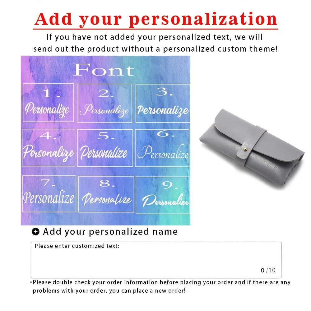 Estuche personalizado de cuero sintético para gafas con nombre personalizado para mujeres, soporte elegante para gafas, regalo