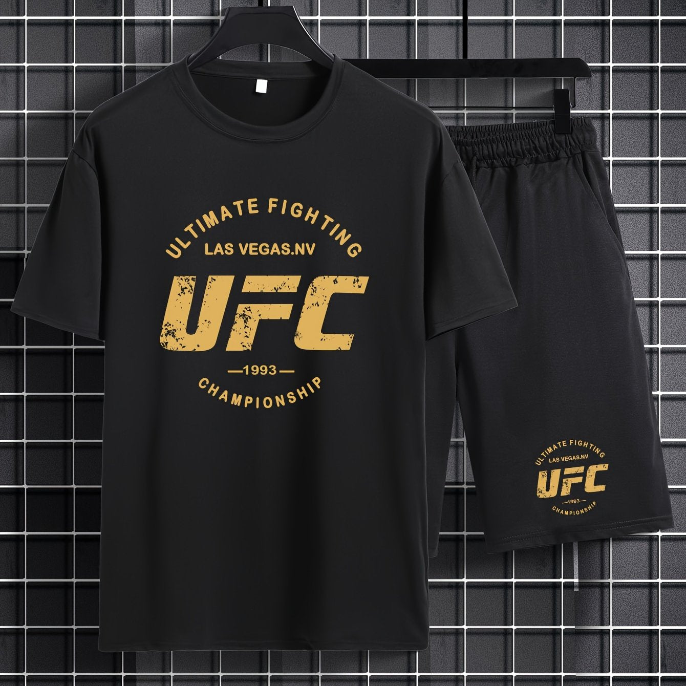 Men's Plus Size Casual Sportswear Set with Printed T‑Shirt and Drawstring Shorts