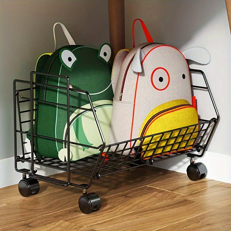 Keng joylashgan stul ostidagi saqlash savati, ruksaklar va boshqa narsalar uchun g'ildiraklar bilan. Zamonaviy uslubdagi silliq metall tashkilotchisi, elektr energiyasi talab qilinmaydi.