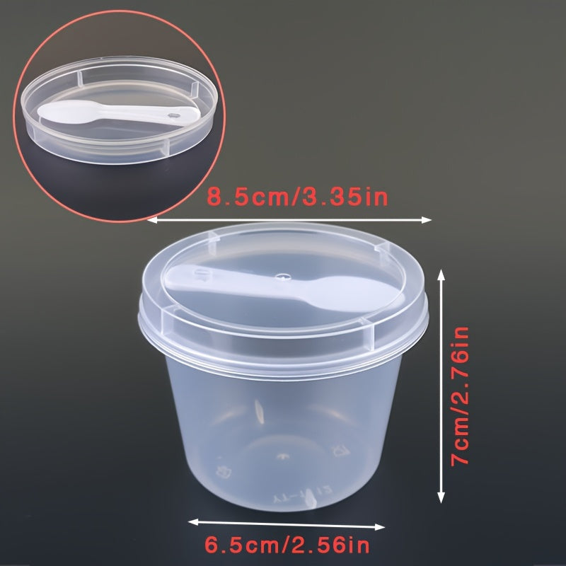 25 Plastic Cups with Lids and Spoons for Desserts Puddings and Yogurt
