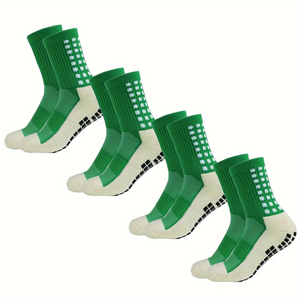 Men's Football Socks 4 Pairs Knit Polyester Terry Bottom Anti-Slip Wear-Resistant