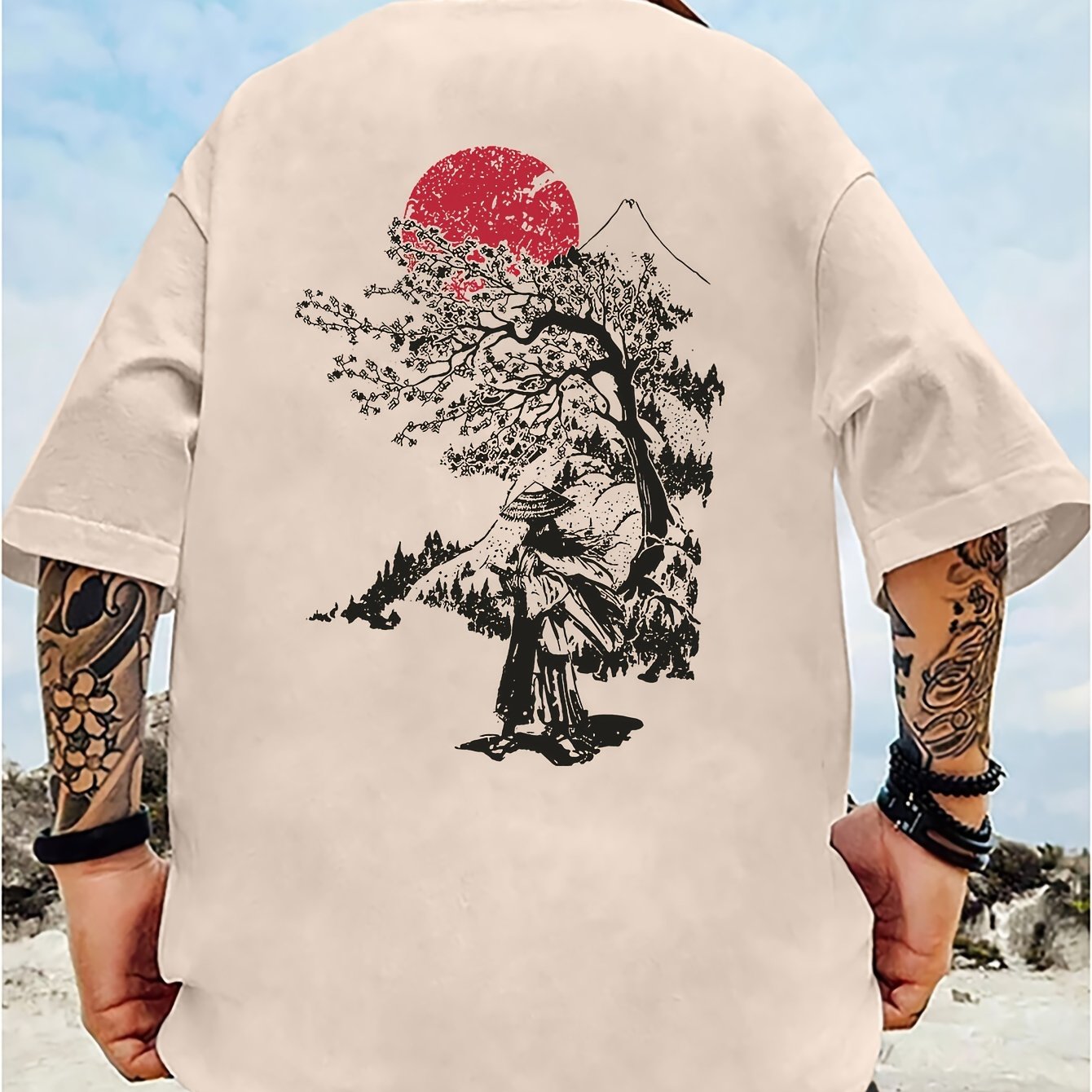 Мужская повседневная футболка из полиэстера большого размера с принтом на иностранном языке для лета