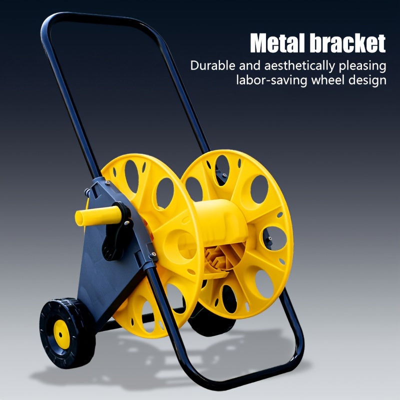 Тяжёлая садовая тележка для шланга с вращающейся ручкой для хранения и транспортировки