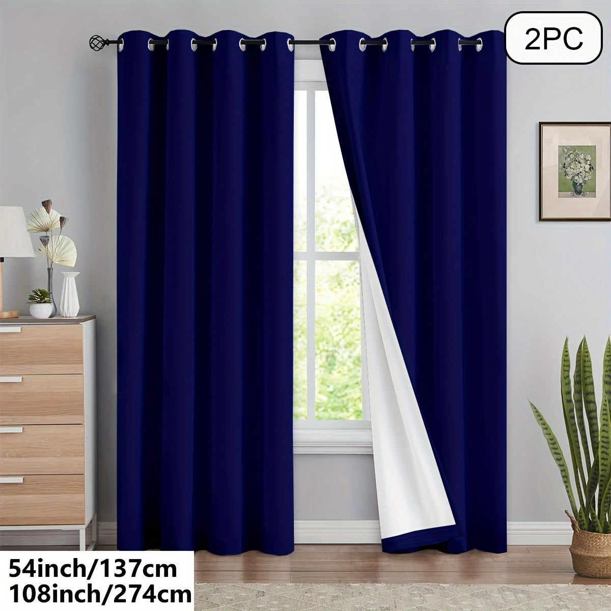 Blackout Curtains 54x84 Inches Off-White Grommet Full Blackout with White Lining