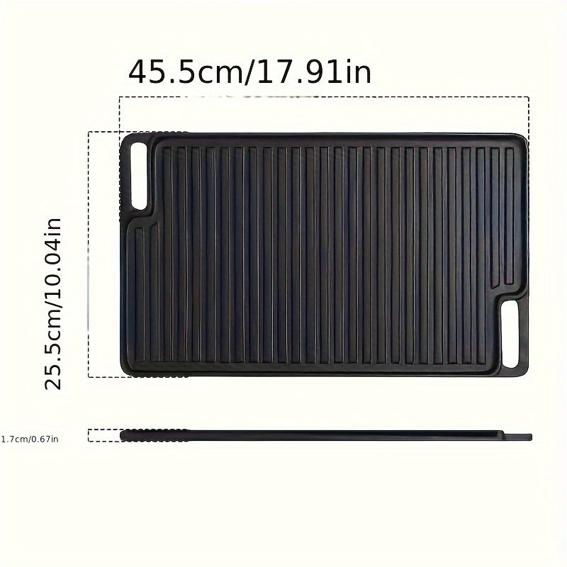 Cast Iron Roasting Pan with Dual Handles, Double-Sided Griddle, Versatile Baking