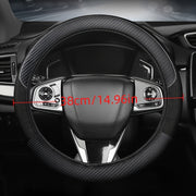 Universal Faux Leather Steering Wheel Cover Mesh Carbon Fiber Breathable Non-Slip All-Season