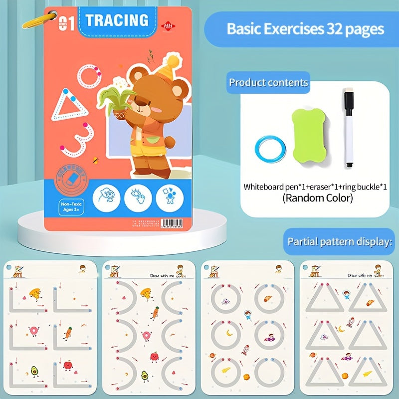 Многоразовый набор копировальных тетрадей для практики магии для тренировки контроля ручки и рисовальных упражнений.