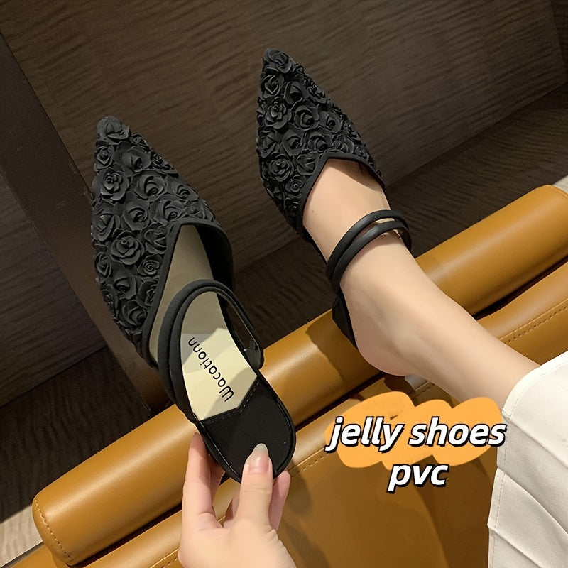 Women's PVC Flats Solid Color Low Heel Non-slip Soft Sole All-Season