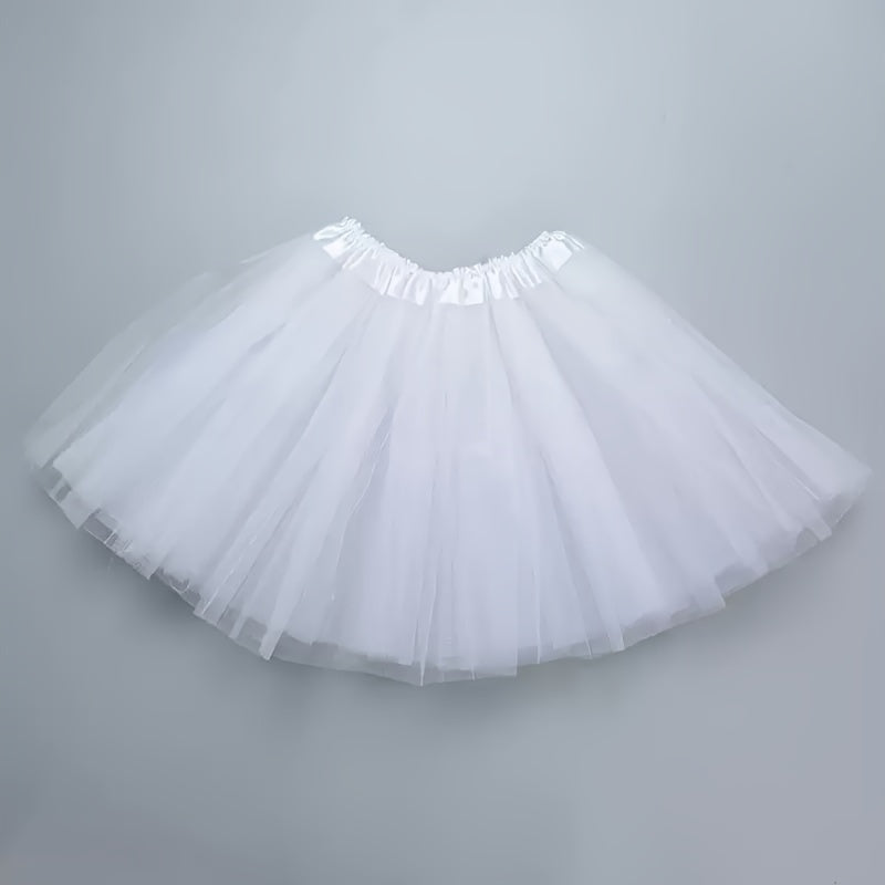 Adult Tutu Skirt Ballet Dance Costume Four-Layer Polyester Tulle Puffy Skirt