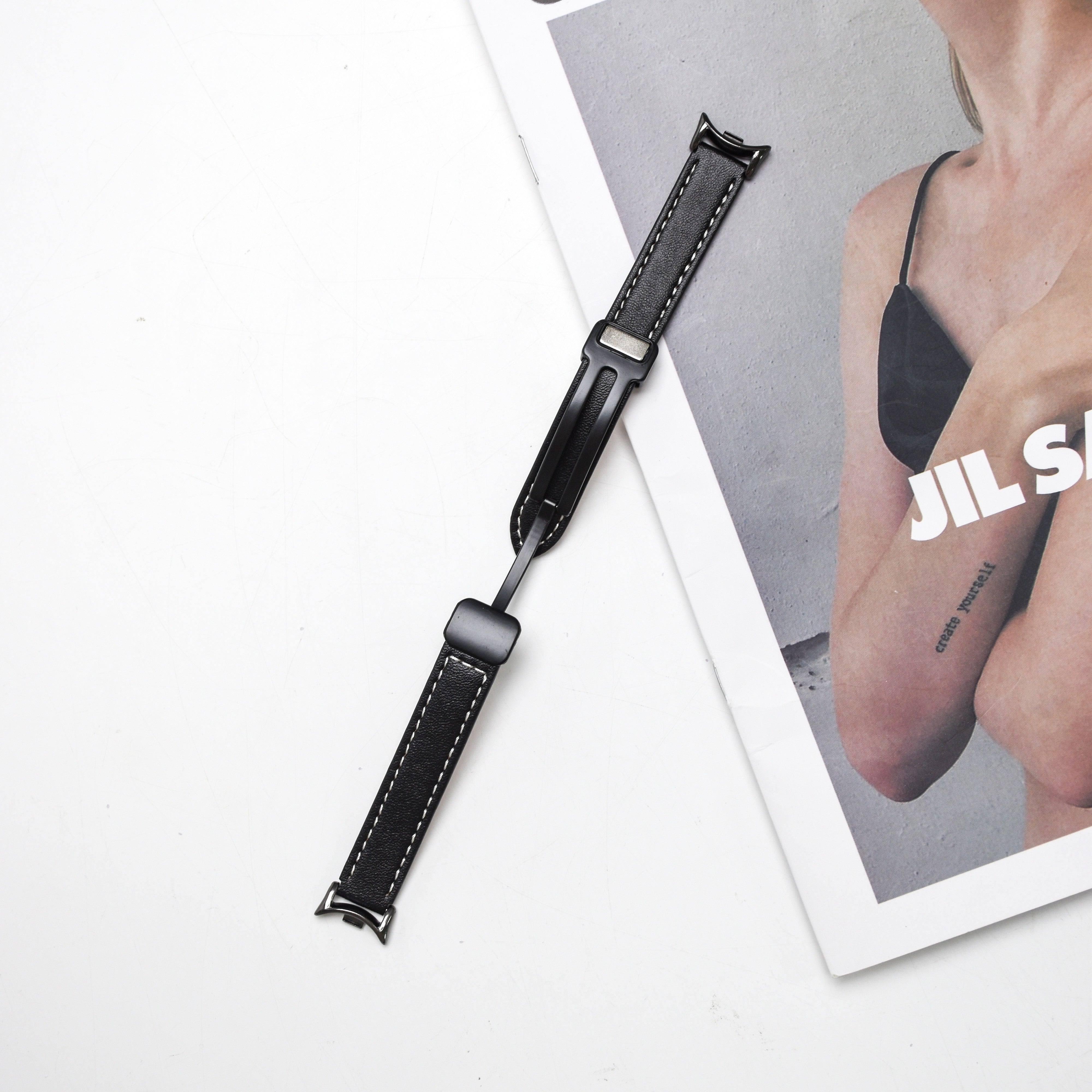 Magnetic Watch Strap for Xiaomi 9/8 Synthetic Leather Stainless Steel Buckle