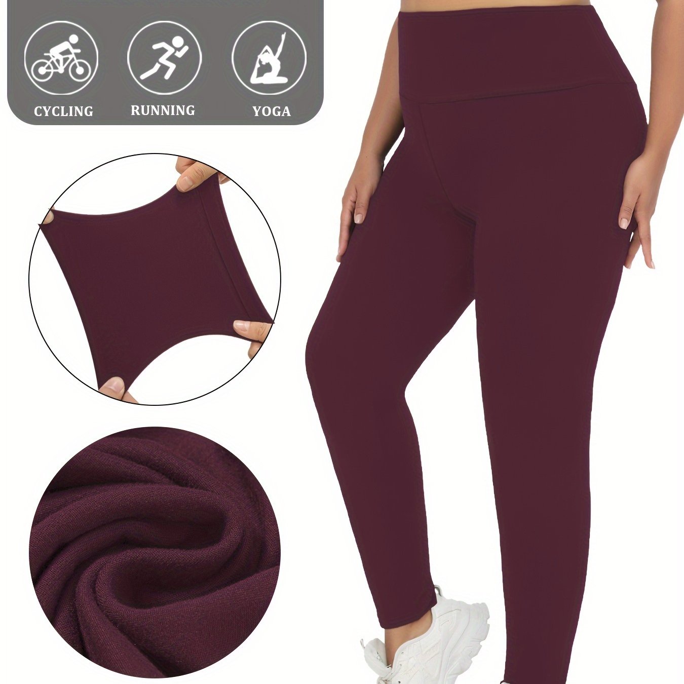 Plus Size High-Waisted Tummy Control Yoga Leggings for Women Blue