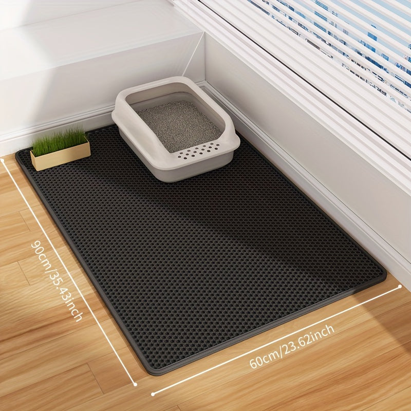 Large Dual-Layer EVA Cat Litter Mat with Wooden Box Leak-Proof Anti-Splash Indoor