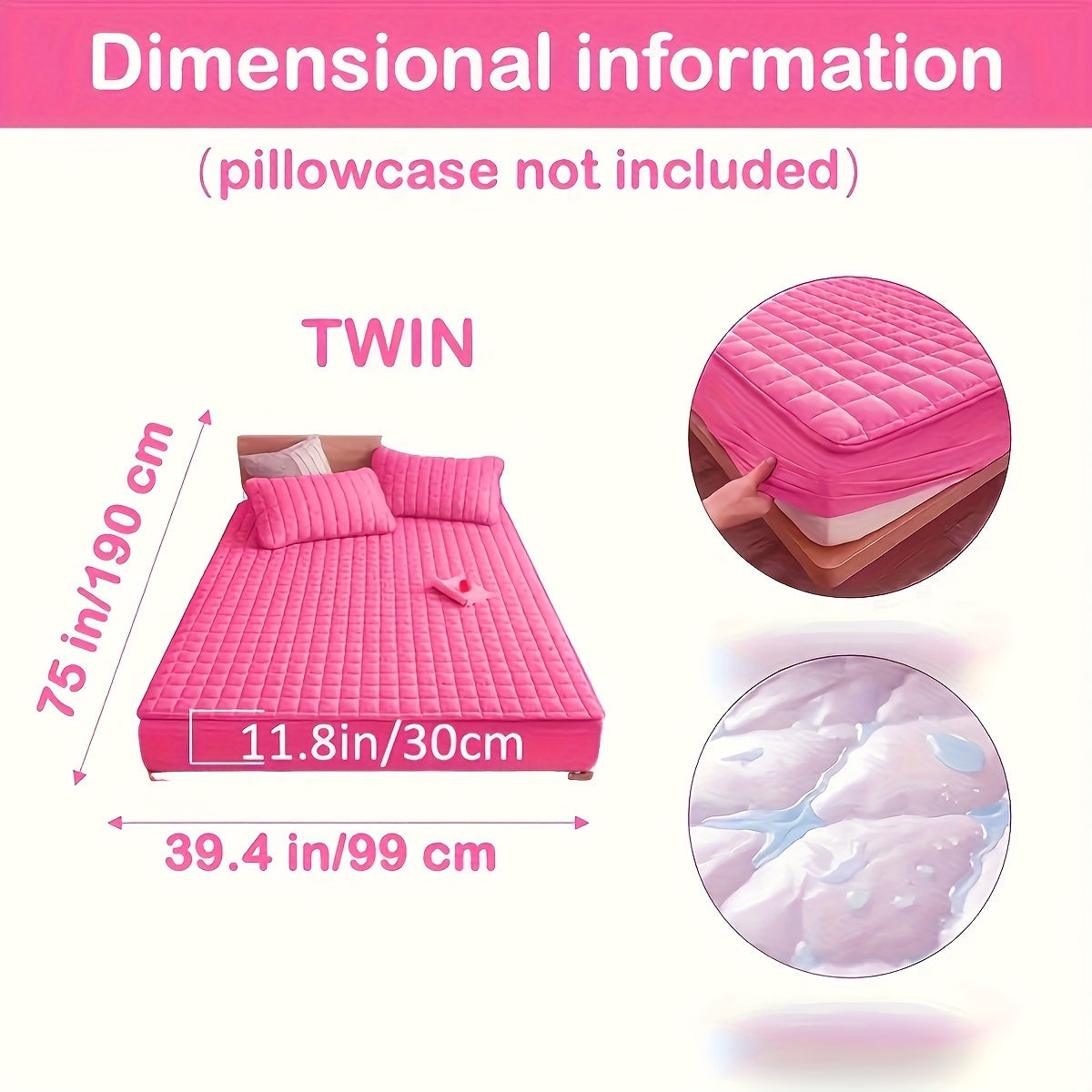 Light Gray Quilted Waterproof Fitted Sheet Breathable Polyester Deep Pockets Easy Care