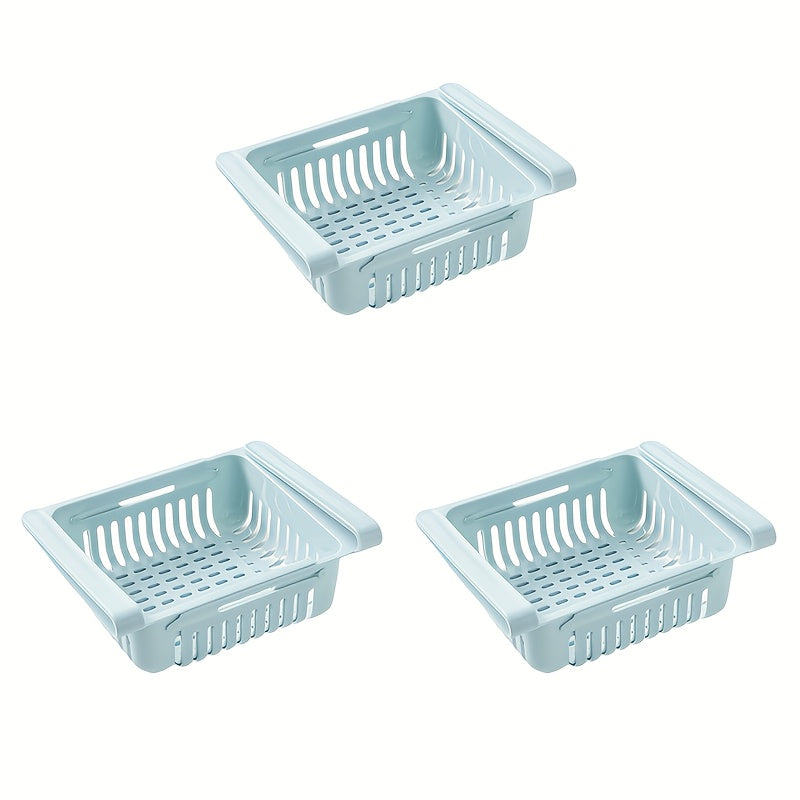 Kitchen Refrigerator Organizer with Drainage Shelf Rack and Storage Basket