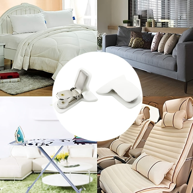 Set of 4 White Bedding Clips Non-Slip Comforter Clips with Foam Padding