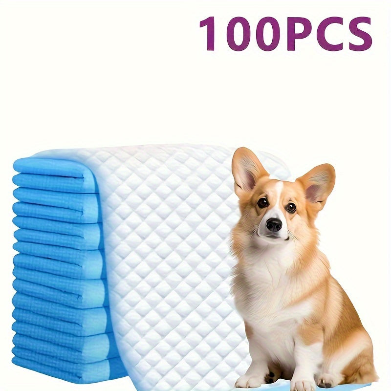 100-Pack Disposable Dog Training Pads 43.69x32.99 cm Super Absorbent Leak-Proof Blue