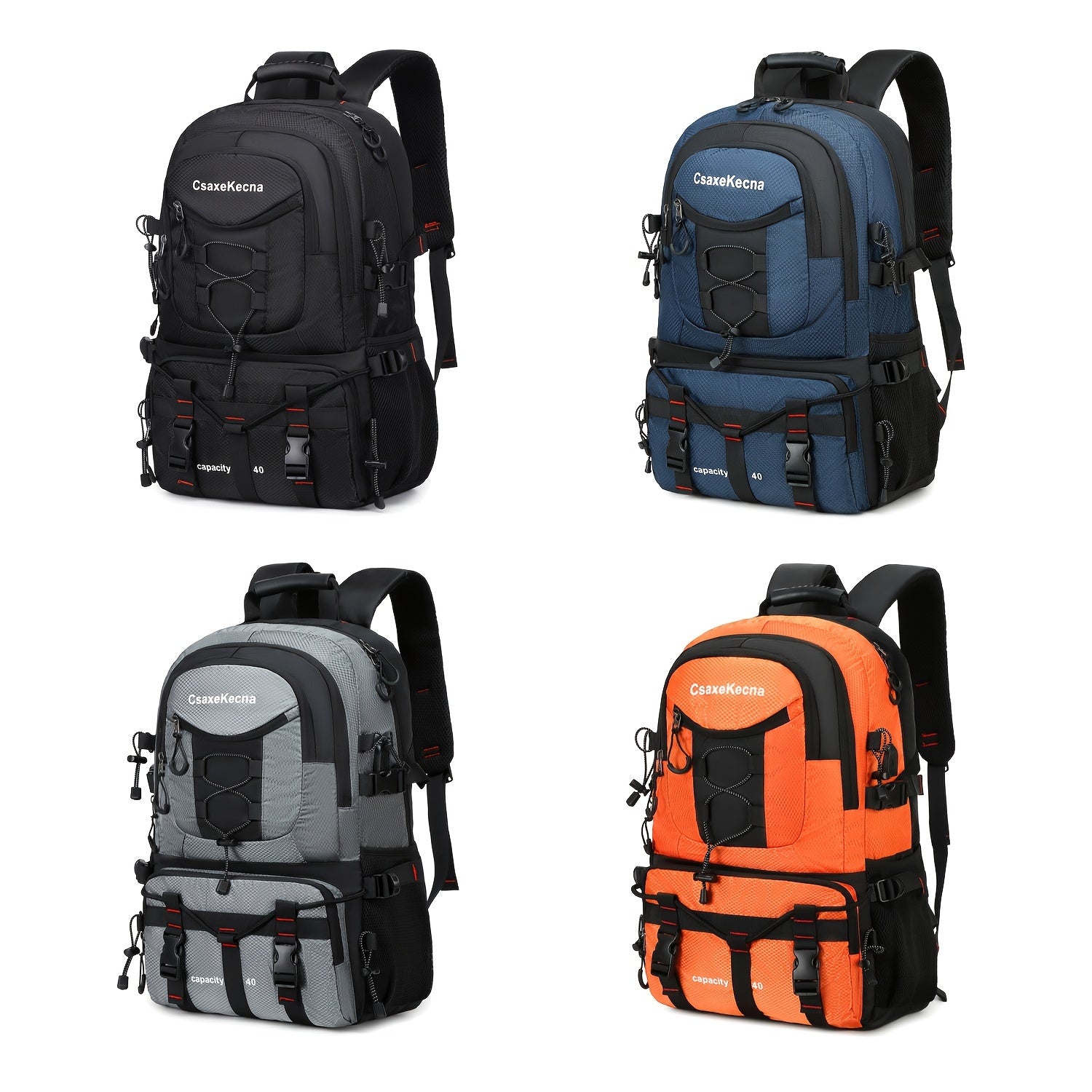 40L Hiking Backpack with Laptop Compartment USB Powered Adjustable Straps for Men and Women