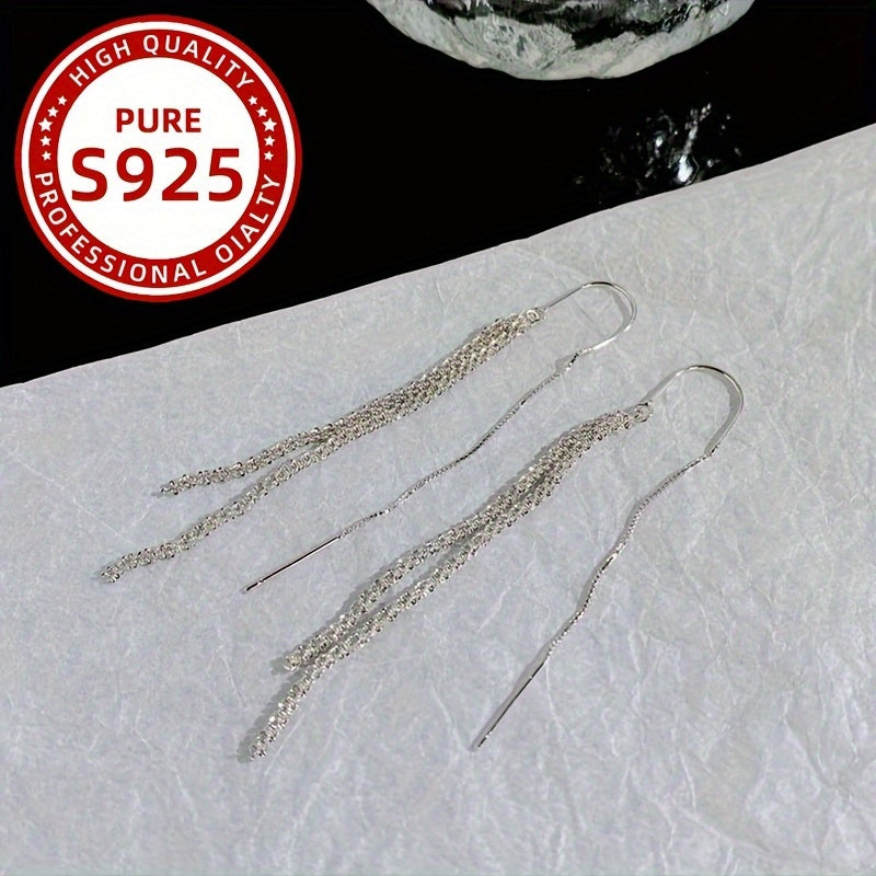 Zargarlik uchun mo'ljallangan, to'y va maxsus tadbirlar uchun mukammal, porloq Sterling Silver 925 gippoallergen zanjir dizayni bilan quloq uzuklari.