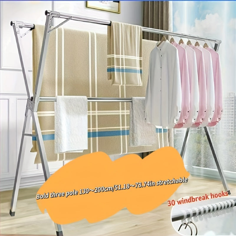 Stainless Steel Folding Clothes Drying Rack Indoor Outdoor Expandable Freestanding