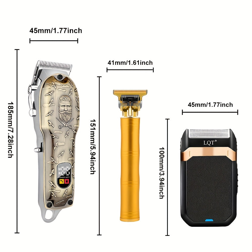 3-piece Professional Hair Clippers and Trimmer Set cordless barber use