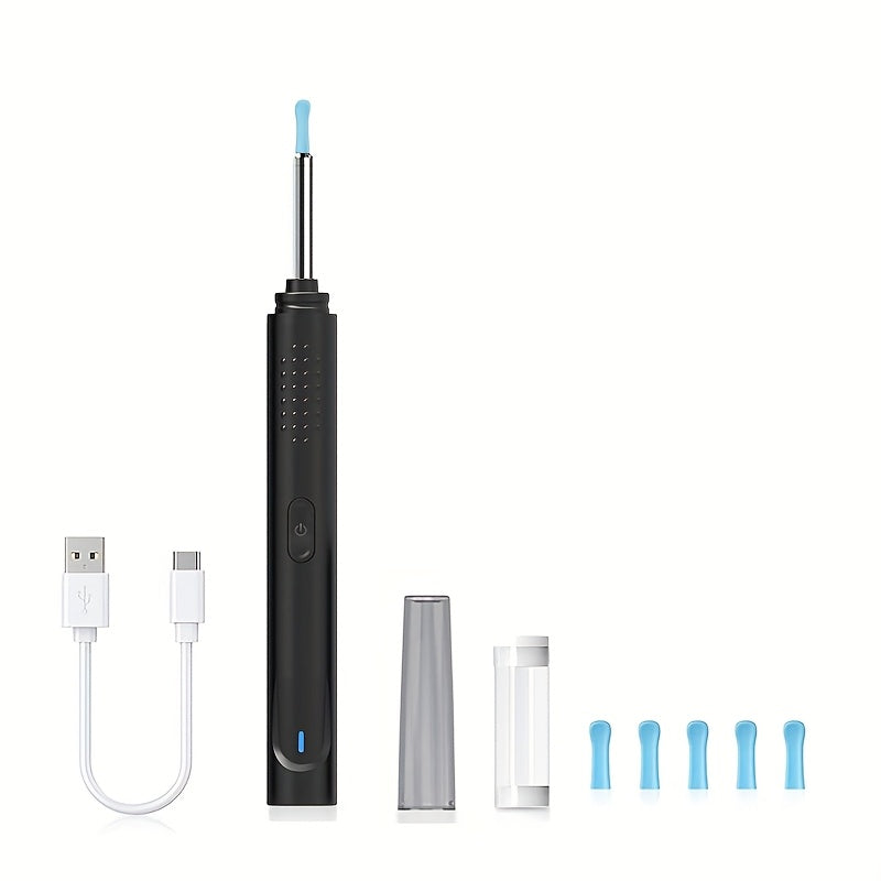 5 ta almashtiriladigan silikon boshli quloq mumini olib tashlash vositasi, USB zaryadlash kabeli, iOS va Android tizimlari bilan mos keladi.