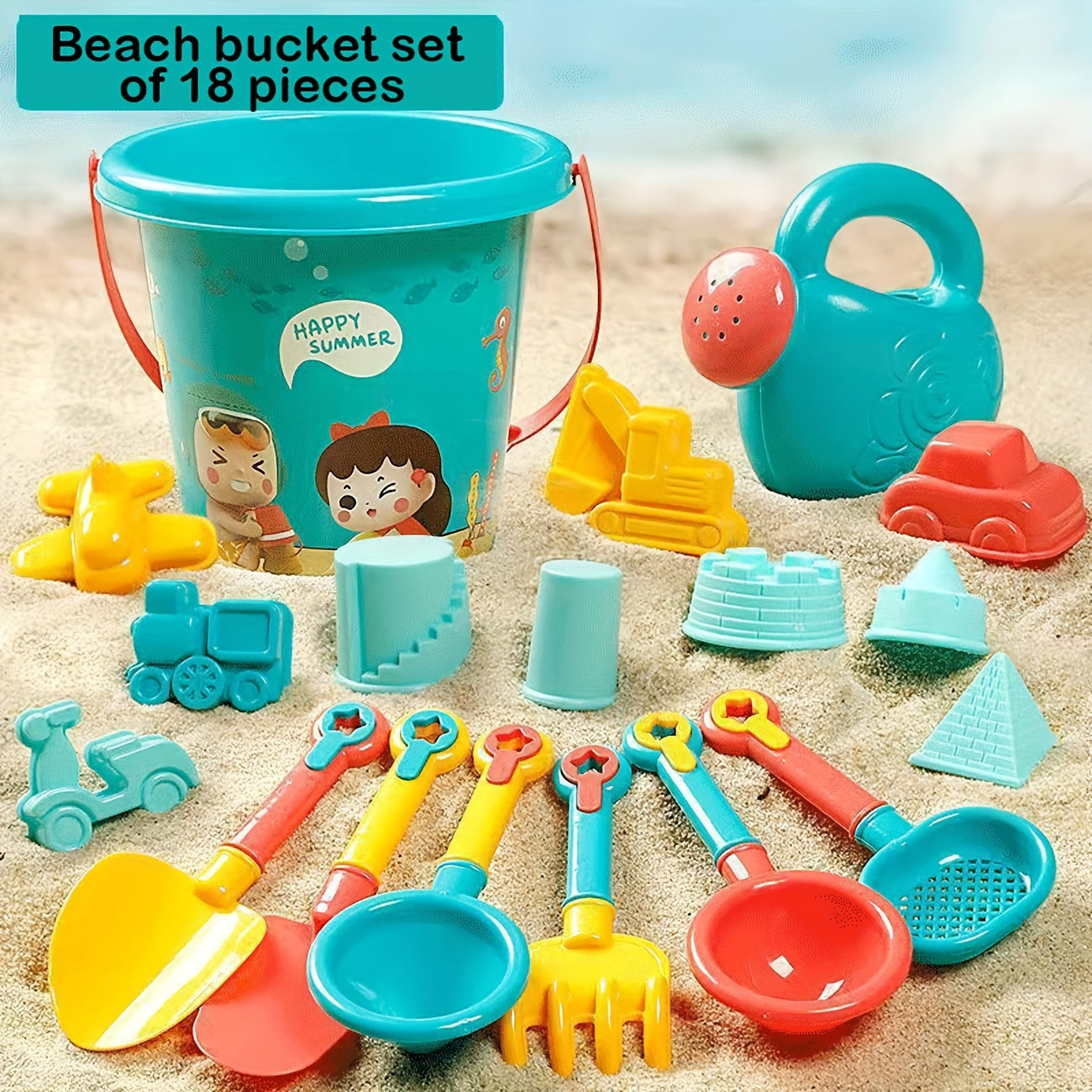 Conjunto de juguetes de playa para niños con temporizador de arena, pala, cubo y herramientas para jugar con agua